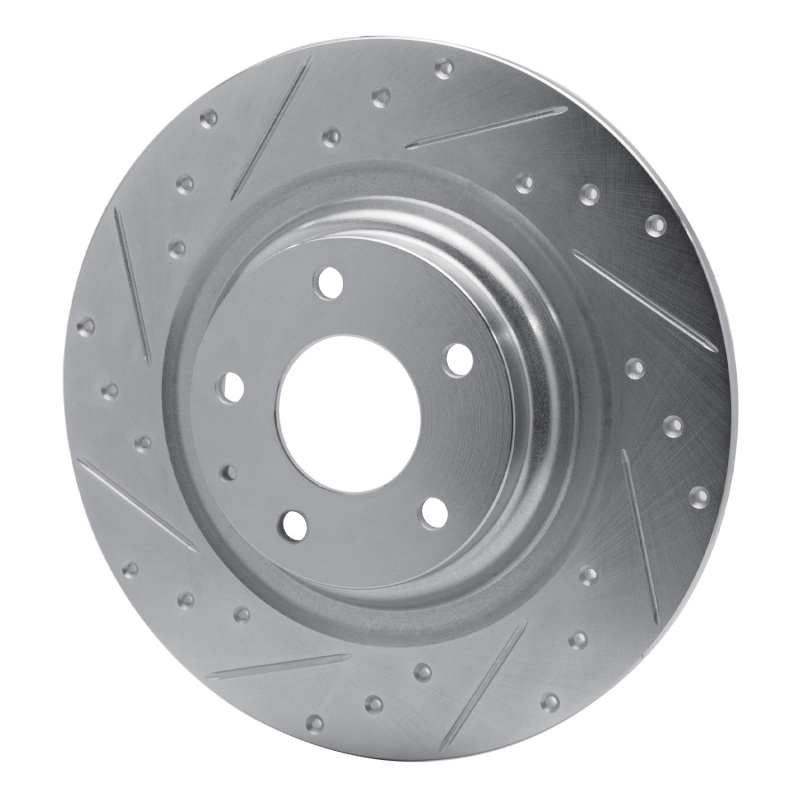 Mazda CX-9 Brake Rotor (1) - Rear Left - R1 Concepts - Drilled & Slotted - Silver - `16-`23